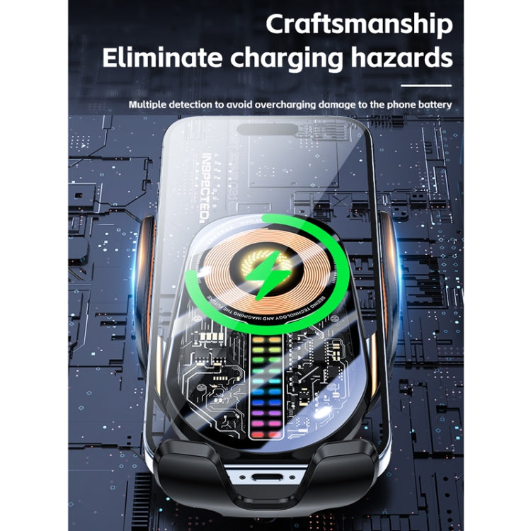 15W Car Sound Pickup Atmosphere Light Wireless Mobile Phone Charging Stand(Black) by buy2fix