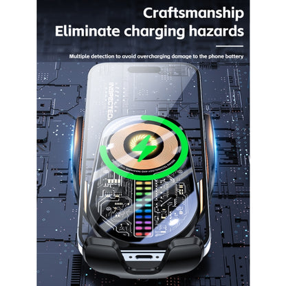 15W Car Sound Pickup Atmosphere Light Wireless Mobile Phone Charging Stand(Black) by buy2fix