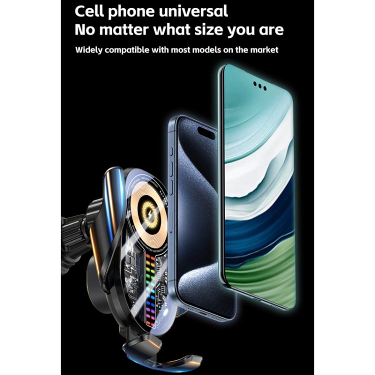 15W Car Sound Pickup Atmosphere Light Wireless Mobile Phone Charging Stand(Black) by buy2fix