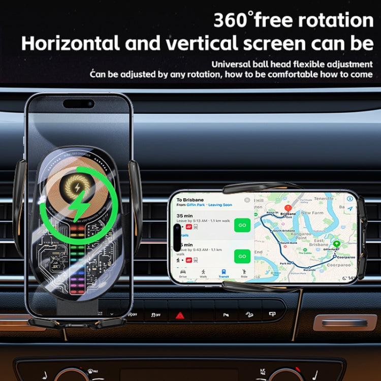 15W Car Sound Pickup Atmosphere Light Wireless Mobile Phone Charging Stand(Black) by buy2fix