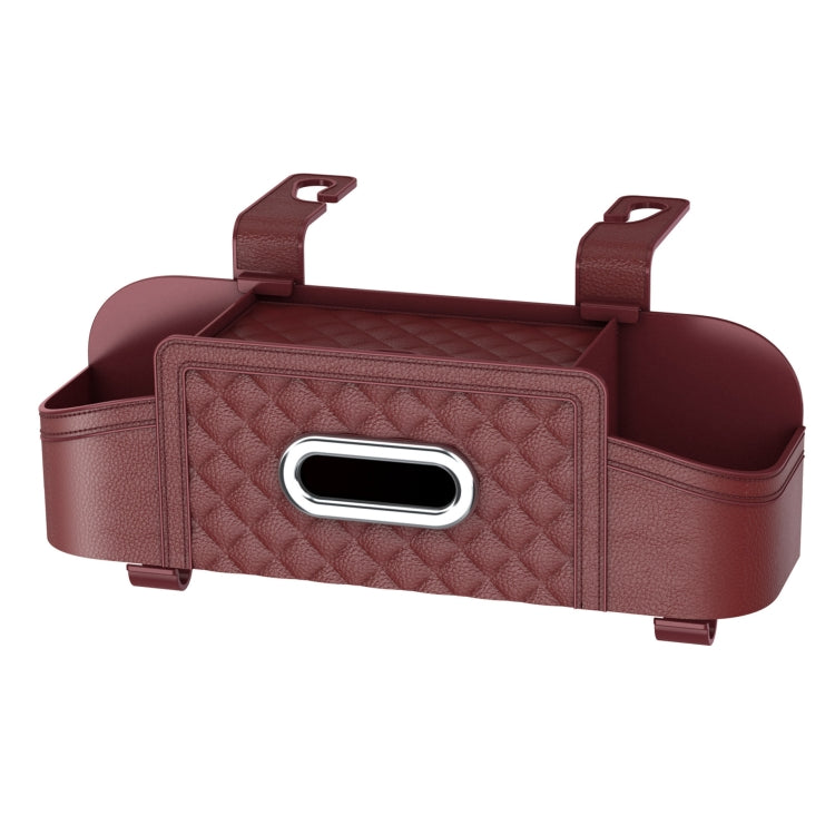 Multifunctional Car Seat Back Tissue Storage Box Hanging Bag(Wine Red) by buy2fix