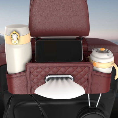 Multifunctional Car Seat Back Tissue Storage Box Hanging Bag(Wine Red) by buy2fix