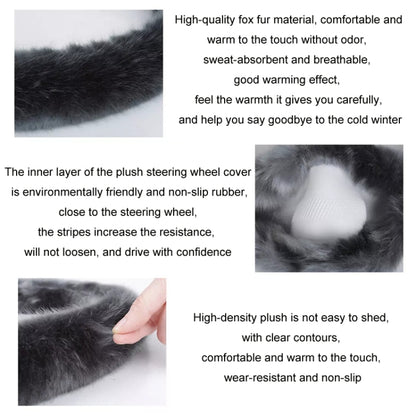 38cm Car Steering Wheel Winter Warm Short Plush Cover(D-type Gray) by buy2fix