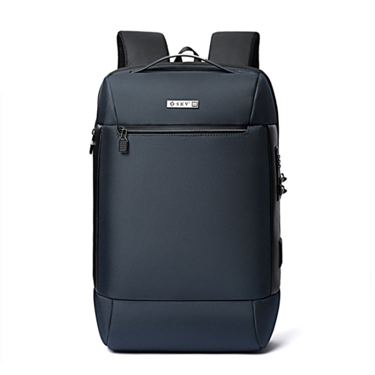 SKV B20453 Men Business Casual Multifunctional Double Shoulder Bag Large Capacity Laptop Backpack(Blue) - Backpack by SKV | Online Shopping UK | buy2fix