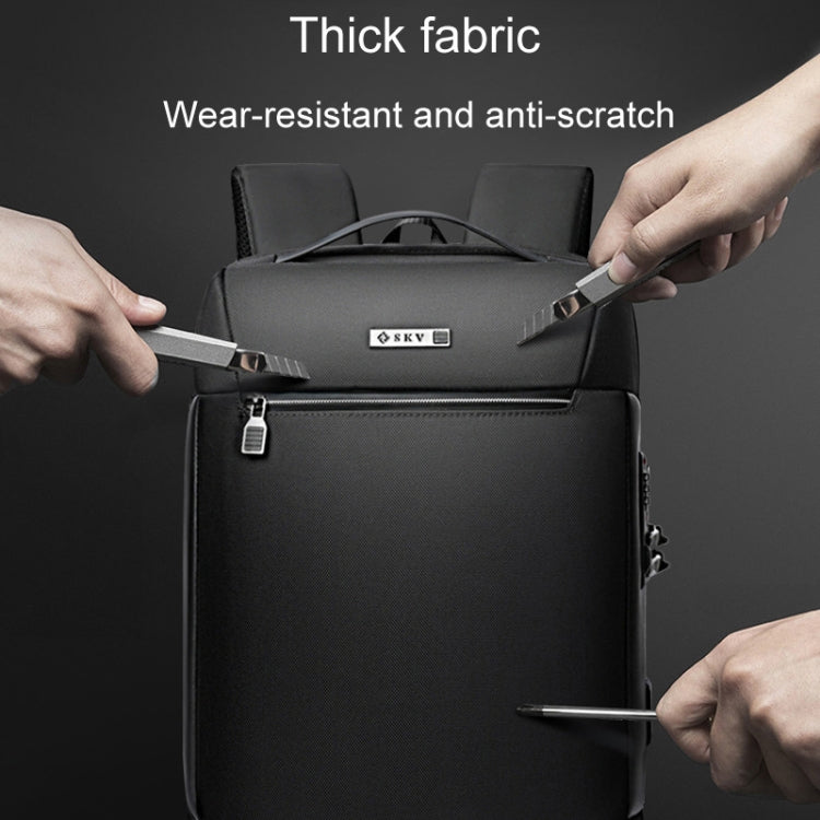 SKV B20453 Men Business Casual Multifunctional Double Shoulder Bag Large Capacity Laptop Backpack(Black) - Backpack by SKV | Online Shopping UK | buy2fix