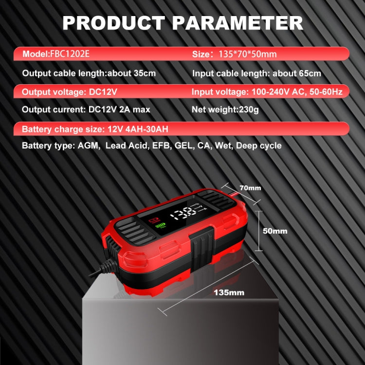 FOXSUR 2A 12V Motorcycle ATV Fully Automatic Trickle Battery Charger(US Plug) - Battery Charger by FOXSUR | Online Shopping UK | buy2fix