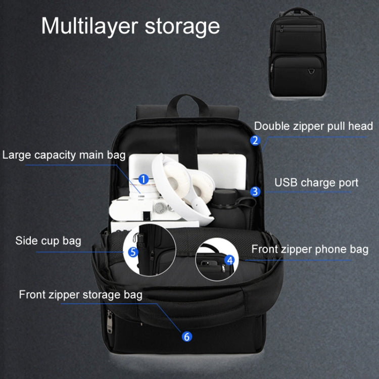 SKV B23889 Men Large Capacity Double-Shoulder Business Laptop Bag(Black) - Backpack by SKV | Online Shopping UK | buy2fix