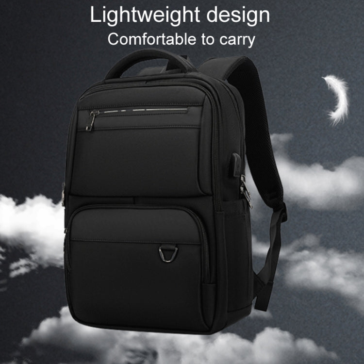 SKV B23889 Men Large Capacity Double-Shoulder Business Laptop Bag(Black) - Backpack by SKV | Online Shopping UK | buy2fix