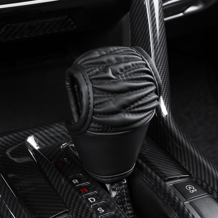 Car Universal Leather Gear Sleeve Breathable Gearshift Cover, Style: T Type Black by buy2fix