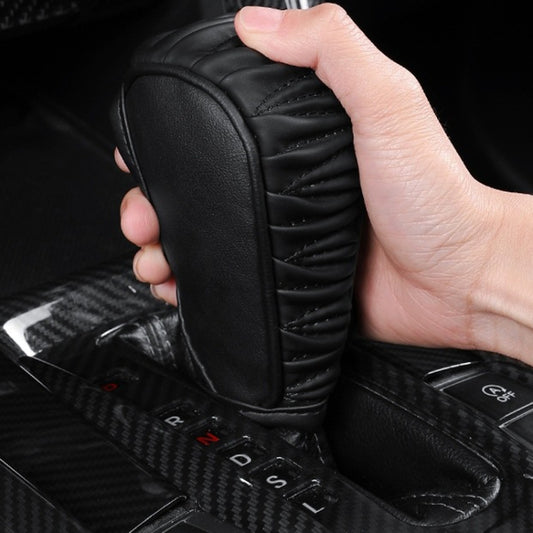 Car Universal Leather Gear Sleeve Breathable Gearshift Cover, Style: T Type Black by buy2fix