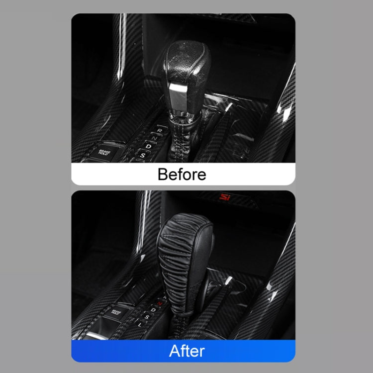 Car Universal Leather Gear Sleeve Breathable Gearshift Cover, Style: Automatic Gear Black by buy2fix
