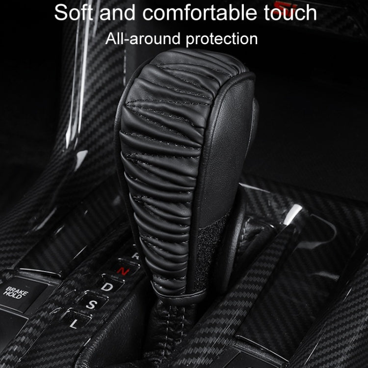 Car Universal Leather Gear Sleeve Breathable Gearshift Cover, Style: Automatic Gear Black by buy2fix