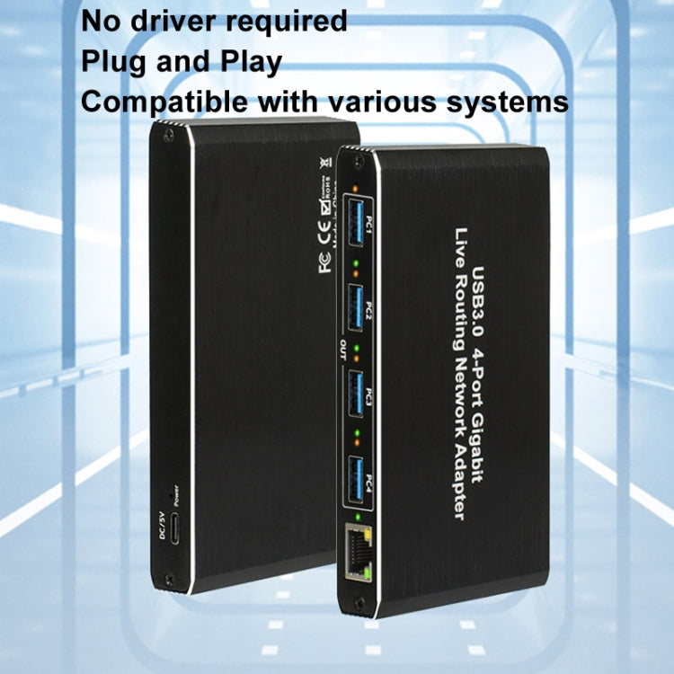 USB3.0 4-Ports Gigabit Network Adapter Plug and Play Router(Black) - Wireless Routers by buy2fix | Online Shopping UK | buy2fix