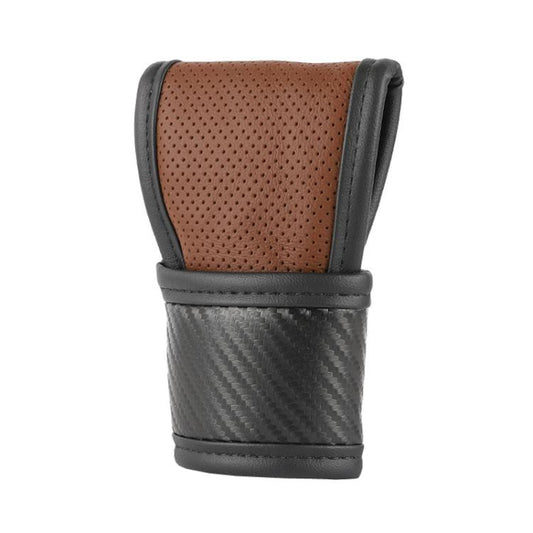 Car Automatic Universal Perforated Breathable Cowhide Side Opening Shift Cover, Style: A-Brown by buy2fix