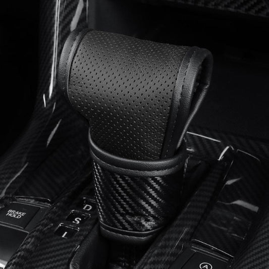 Car Automatic Universal Perforated Breathable Cowhide Side Opening Shift Cover, Style: B-Black by buy2fix