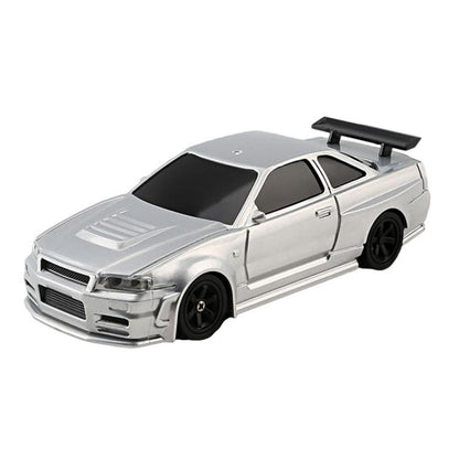 1:43 Full Scale Mini 4WD Drifting Charging Remote Control Car, Color: 4304G Silver GTR With Gyroscope - RC Cars by buy2fix | Online Shopping UK | buy2fix