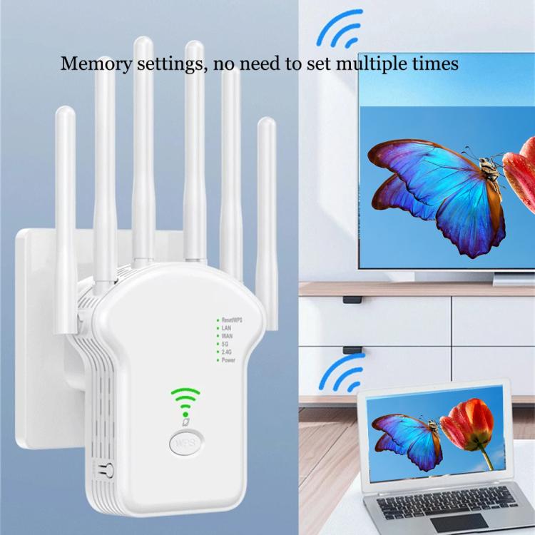 Urant U13 1200Mbps 2.4G/5G Dual Band WiFi Repeater Signal Amplifier EU Plug White - Broadband Amplifiers by Urant | Online Shopping UK | buy2fix