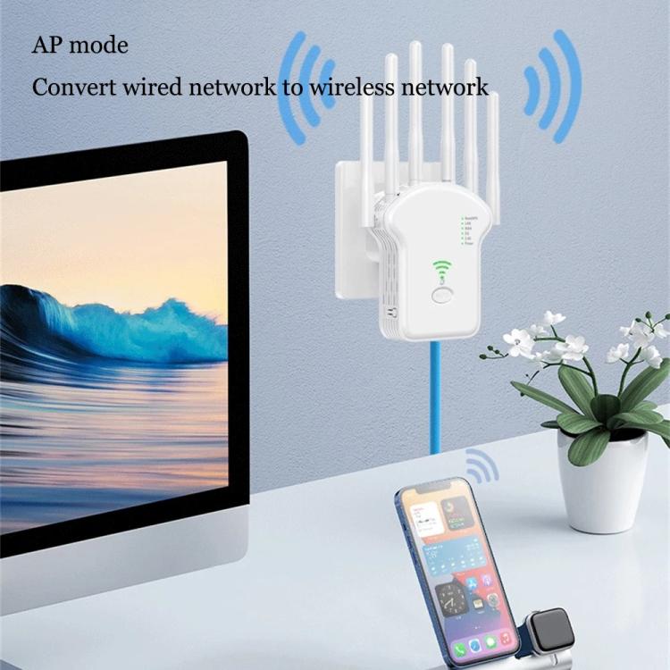 Urant U13 1200Mbps 2.4G/5G Dual Band WiFi Repeater Signal Amplifier EU Plug White - Broadband Amplifiers by Urant | Online Shopping UK | buy2fix