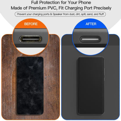 USB-C Charging Port Phone Dust Plug Lanyard Cleaning Brush Set(Black) - Anti-dust & Ear Caps by buy2fix | Online Shopping UK | buy2fix