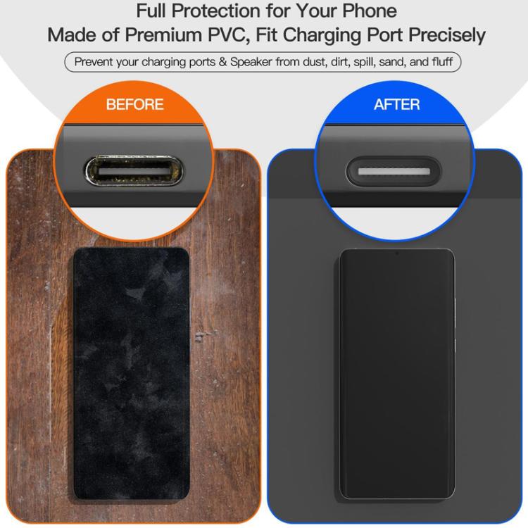 USB-C Charging Port Phone Dust Plug Lanyard Cleaning Brush Set(White) - Anti-dust & Ear Caps by buy2fix | Online Shopping UK | buy2fix