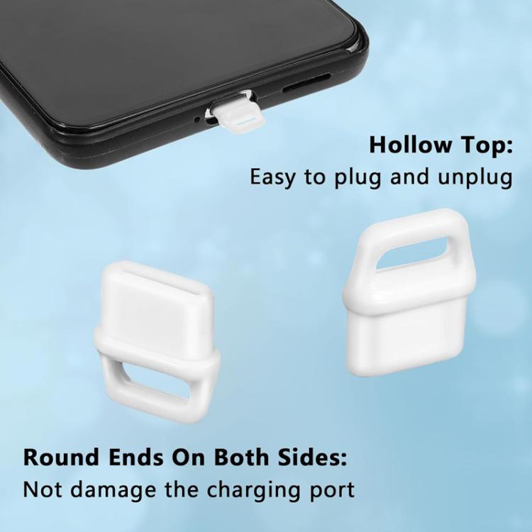 USB-C Charging Port Phone Dust Plug Lanyard Cleaning Brush Set(White) - Anti-dust & Ear Caps by buy2fix | Online Shopping UK | buy2fix