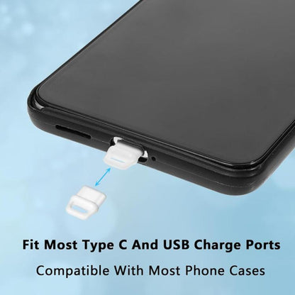 USB-C Charging Port Phone Dust Plug Lanyard Cleaning Brush Set(Black) - Anti-dust & Ear Caps by buy2fix | Online Shopping UK | buy2fix