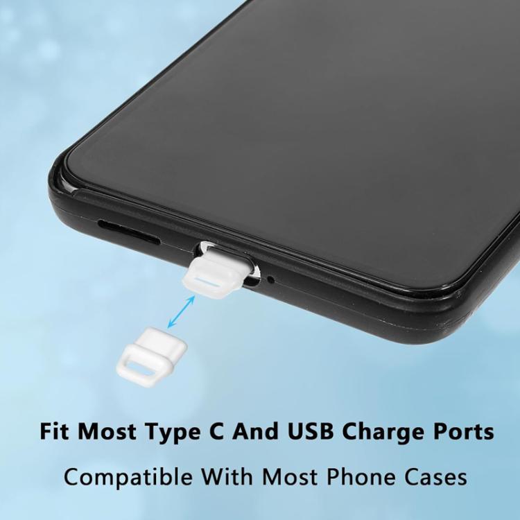 USB-C Charging Port Phone Dust Plug Lanyard Cleaning Brush Set(White) - Anti-dust & Ear Caps by buy2fix | Online Shopping UK | buy2fix
