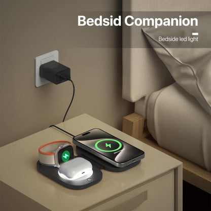 T5 3 In 1 Folding Magnetic Wireless Charger For Apple Watch / iPhone / AirPods(White) - Wireless Charger by buy2fix | Online Shopping UK | buy2fix