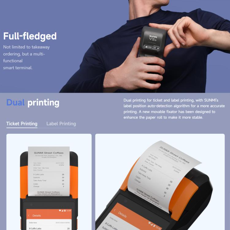 SUNMI V2s Scanning Label Printing Cash Register, Spec: NFC 2+16G(EU Plug) by SUNMI