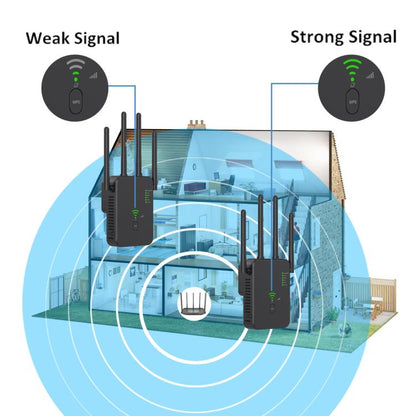 Urant U10 300Mbps 2.4G Wireless Repeater WiFi Signal Amplifier With 4 Antennas US Plug Black - Broadband Amplifiers by Urant | Online Shopping UK | buy2fix