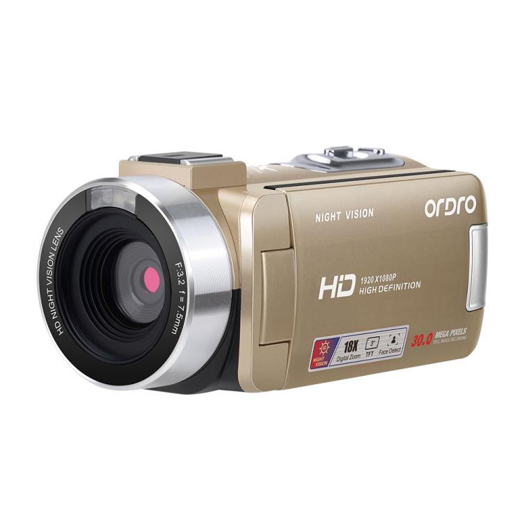 Ordro 1080P 30fps HD Night Vision Infrared Digital Camera(Gold) - Video Cameras by Ordro | Online Shopping UK | buy2fix