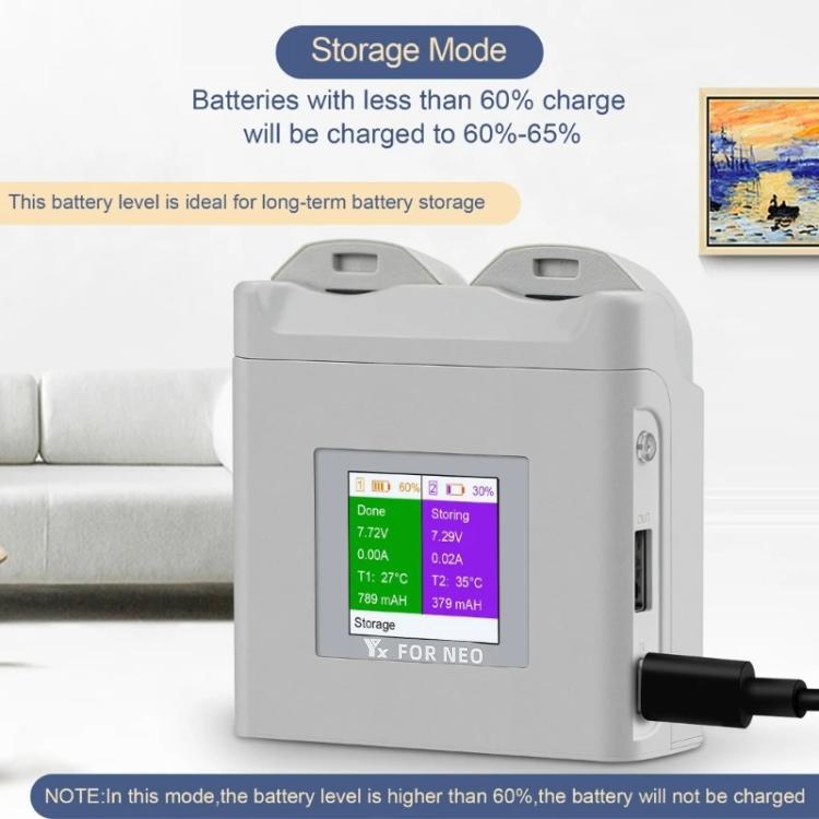 For DJI Neo Drone YX Color Screen Battery Charger Charge 2 Batteries(Gray) - Other by YX | Online Shopping UK | buy2fix