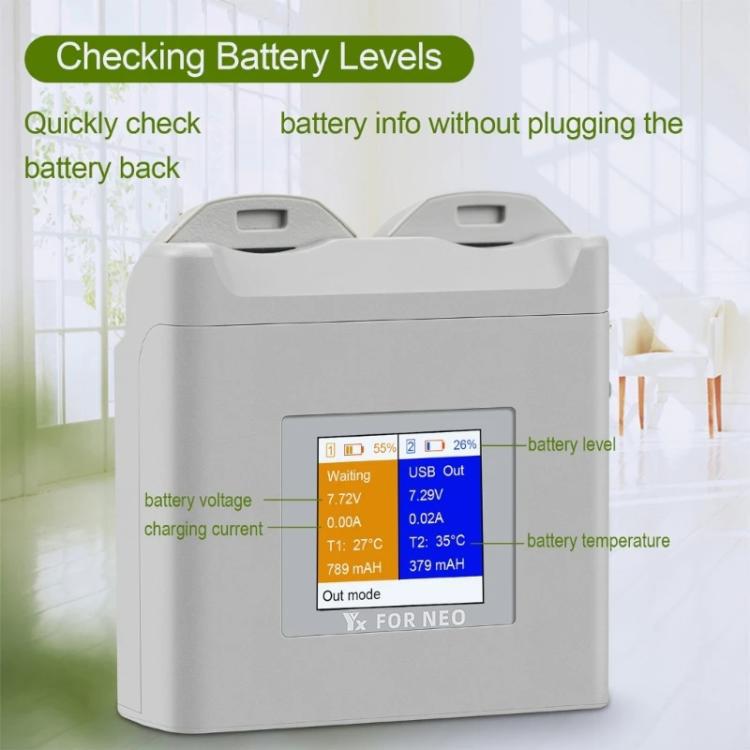 For DJI Neo Drone YX Color Screen Battery Charger Charge 2 Batteries(Gray) - Other by YX | Online Shopping UK | buy2fix