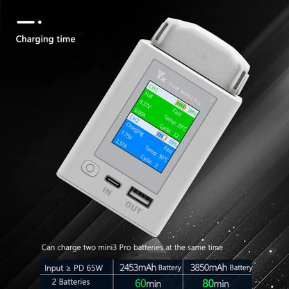 For DJI Mini 4 Pro / Mini 3 Pro / Mini 3 YX Color Screen Dual-way Charger Battery Manager  With 65W US Plug - Other by YX | Online Shopping UK | buy2fix