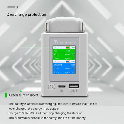 For DJI Mini 4 Pro / Mini 3 Pro / Mini 3 YX Color Screen Dual-way Charger Battery Manager Without Plug - Other by YX | Online Shopping UK | buy2fix