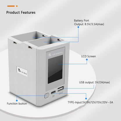 For DJI Mini 4 Pro / Mini 3 Pro / Mini 3 YX Color Screen Dual-way Charger Battery Manager  With 65W US Plug - Other by YX | Online Shopping UK | buy2fix