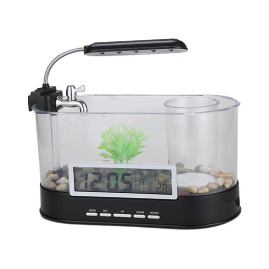 1.8L LED Light Desktop Water Flow Mini Fish Tank Home Turtle Tank Self-Circulating Aquarium(Black) - Fish Tanks & Accessories by buy2fix | Online Shopping UK | buy2fix