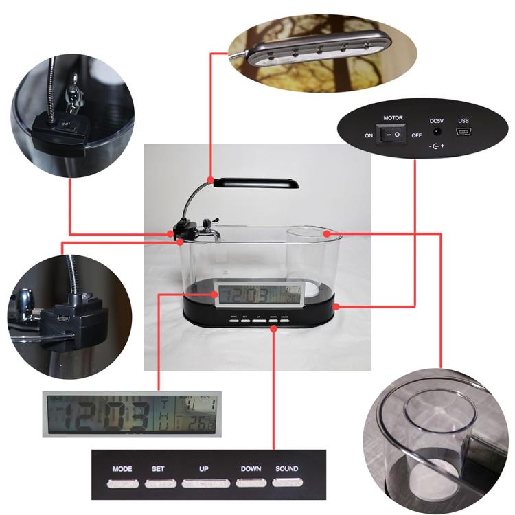 1.8L LED Light Desktop Water Flow Mini Fish Tank Home Turtle Tank Self-Circulating Aquarium(Black) - Fish Tanks & Accessories by buy2fix | Online Shopping UK | buy2fix