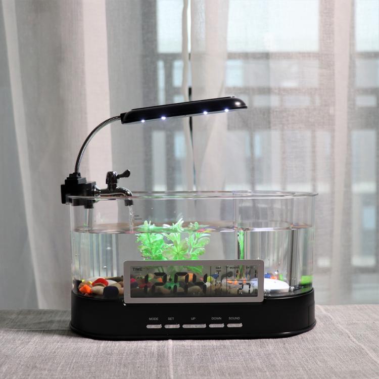 1.8L LED Light Desktop Water Flow Mini Fish Tank Home Turtle Tank Self-Circulating Aquarium(Black) - Fish Tanks & Accessories by buy2fix | Online Shopping UK | buy2fix