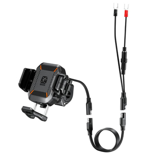 Kewig M33-A5 Outdoor Riding Shock Absorbing Anti-Theft 15W QI Wireless Charger Cell Phone Mounting Bracket(Horizontal Bar Model) by Kewig