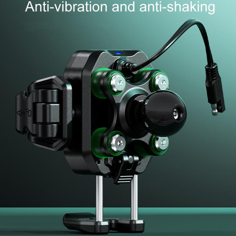 Kewig M33-A5 Outdoor Riding Shock Absorbing Anti-Theft 15W QI Wireless Charger Cell Phone Mounting Bracket(Horizontal Bar Model) by Kewig