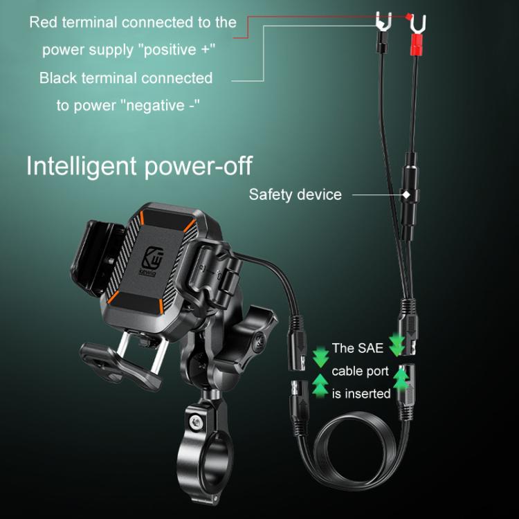 Kewig M33-A5 Outdoor Riding Shock Absorbing Anti-Theft 15W QI Wireless Charger Cell Phone Mounting Bracket(Horizontal Bar Model) by Kewig