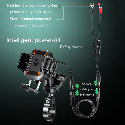 Kewig M33-A5 Outdoor Riding Shock Absorbing Anti-Theft 15W QI Wireless Charger Cell Phone Mounting Bracket(Horizontal Bar Model) by Kewig