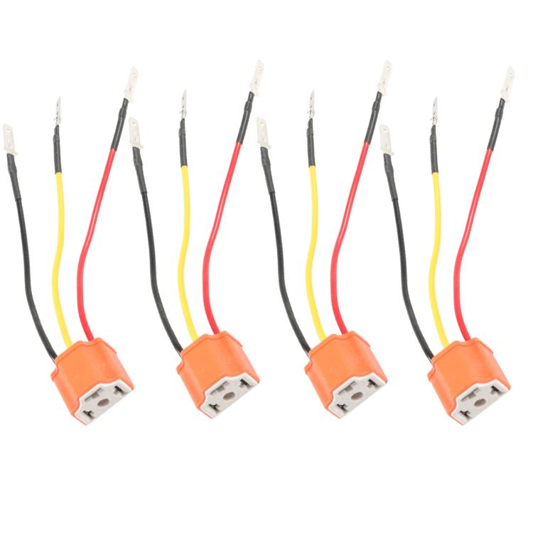 4pcs /Set Car Headlight Cable H4 Three-Plug Base Modification by buy2fix