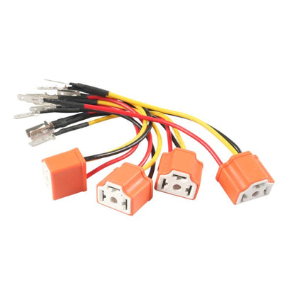 4pcs /Set Car Headlight Cable H4 Three-Plug Base Modification by buy2fix