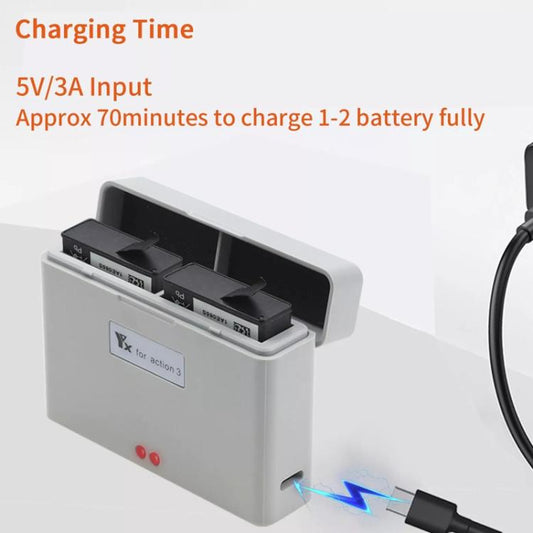 For DJI Action 3 / Action 4 Camera YX 2-Way Charger Battery Manager(Gray) - Cable & Charger by YX | Online Shopping UK | buy2fix