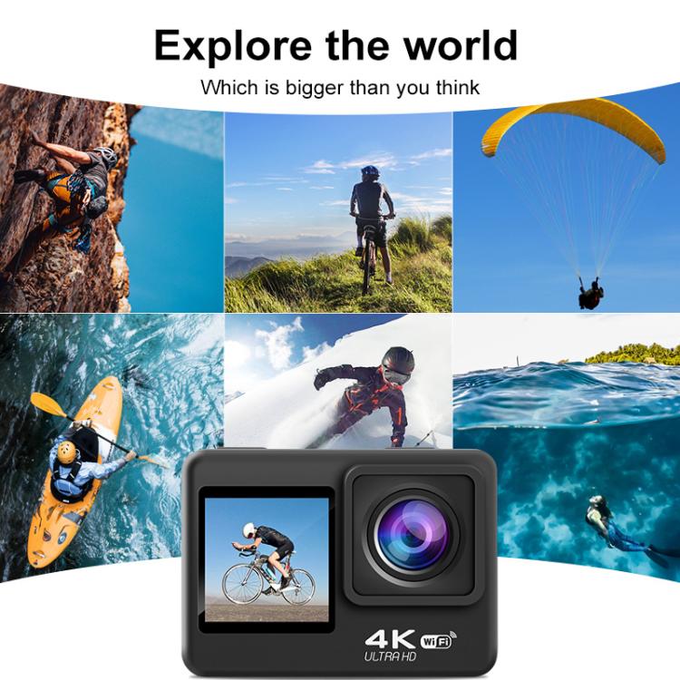 WIFI Wide-angle EIS Anti-shake Touch Color Dual-screen Remote Control Video Sports Camera(Q60TR) - Sports Camera by buy2fix | Online Shopping UK | buy2fix