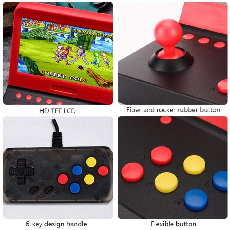 AMPOWN RETRO 7 inch Large Screen Handheld Console Rocker Game Player Open Source Retro Arcade, With Dual Grip(Black Red) - Pocket Console by AMPOWN | Online Shopping UK | buy2fix