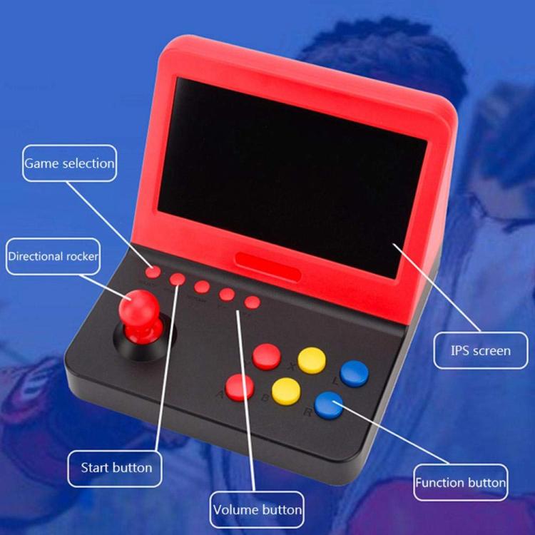 AMPOWN RETRO 7 inch Large Screen Handheld Console Rocker Game Player Open Source Retro Arcade, With Dual Grip(Black Red) - Pocket Console by AMPOWN | Online Shopping UK | buy2fix