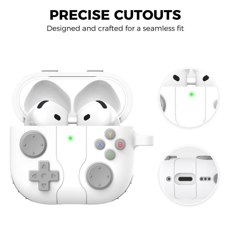 For AirPods 4 AhaStyle WG166 Personalised Game Console Shape Silicone Protective Case(Light Gray) by AhaStyle